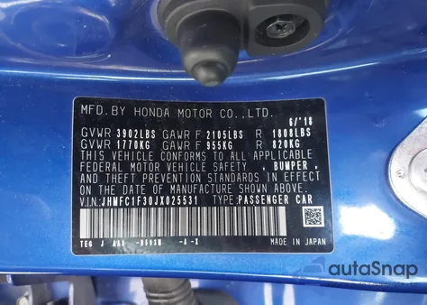 2018 Honda Civic Ex-T from USA, damaged, VIN JHMFC1F30JX025531
